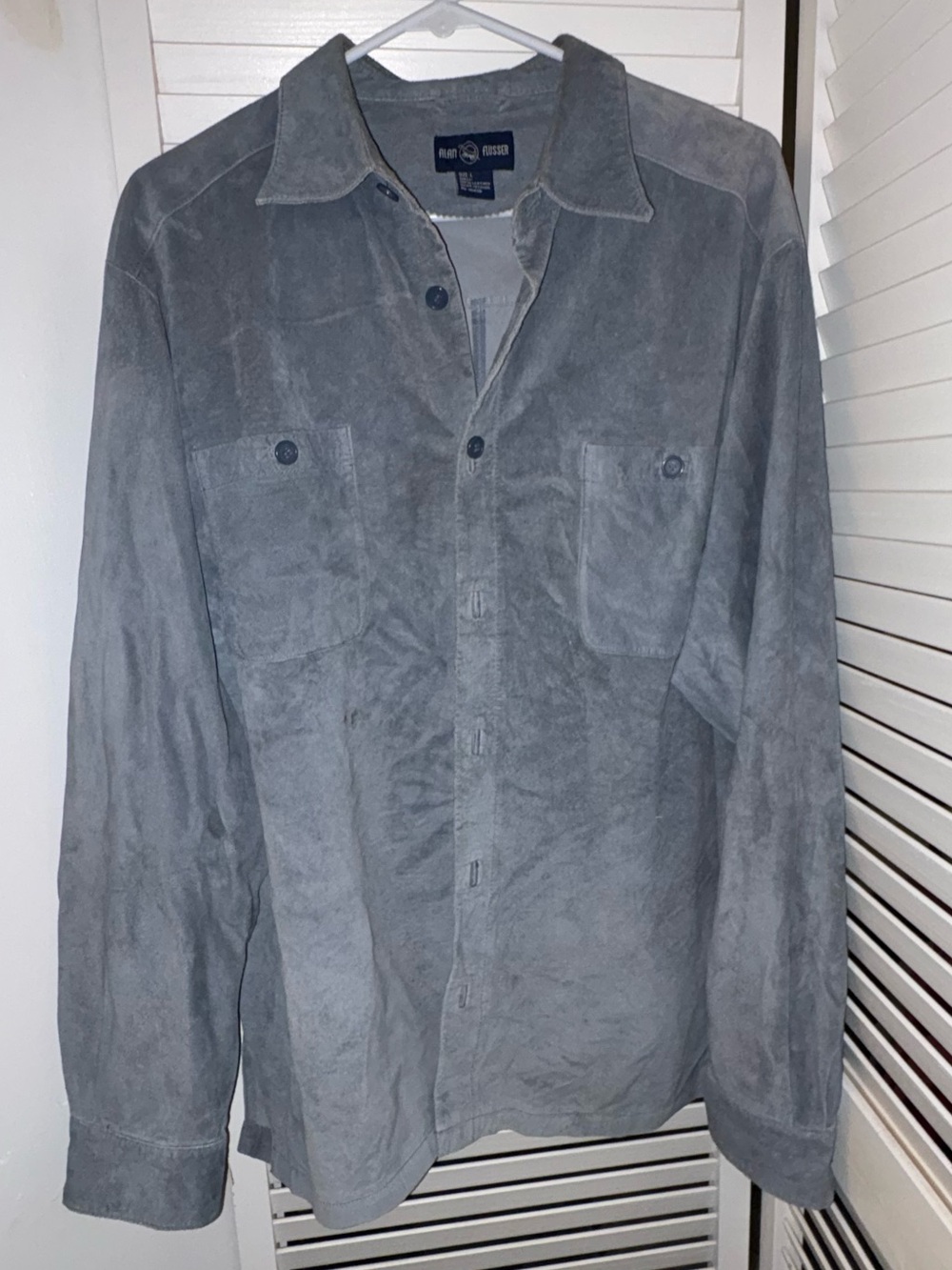 Vintage Alan Flusser Dusty Blue Leather Shirt Jacket